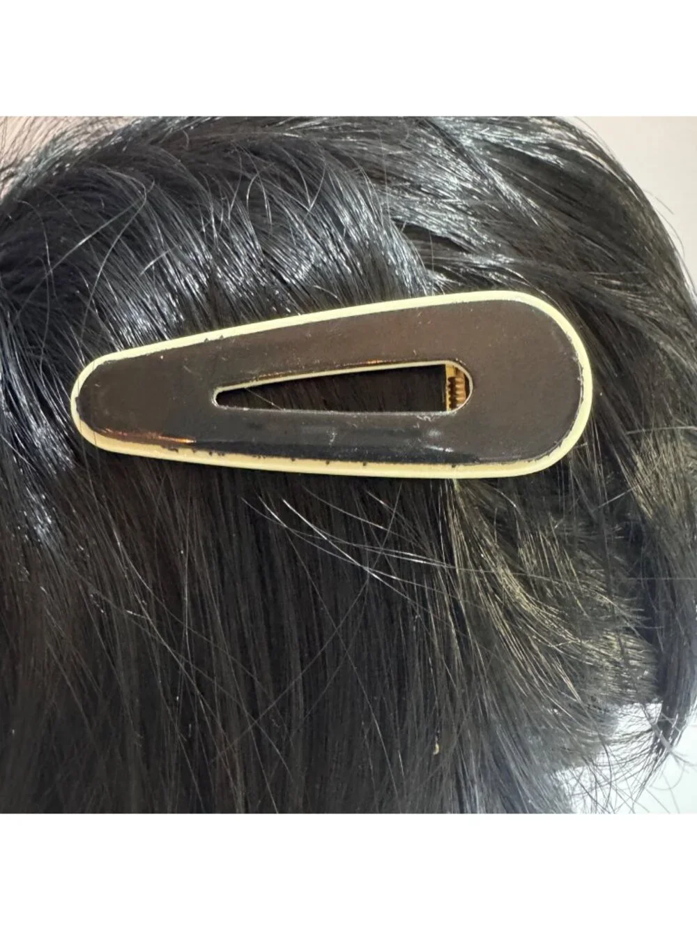 Black & Cream Acrylic and Metal Hair Clip Modern Style 2.75 Inches New